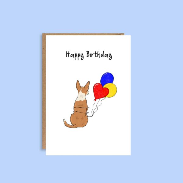 Illustrated Basenji birthday greeting card for dog lovers