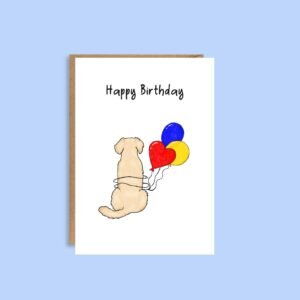 Illustrated Golden Retriever birthday greeting card for dog lovers