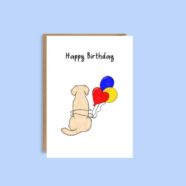 Illustrated Golden Retriever birthday greeting card for dog lovers