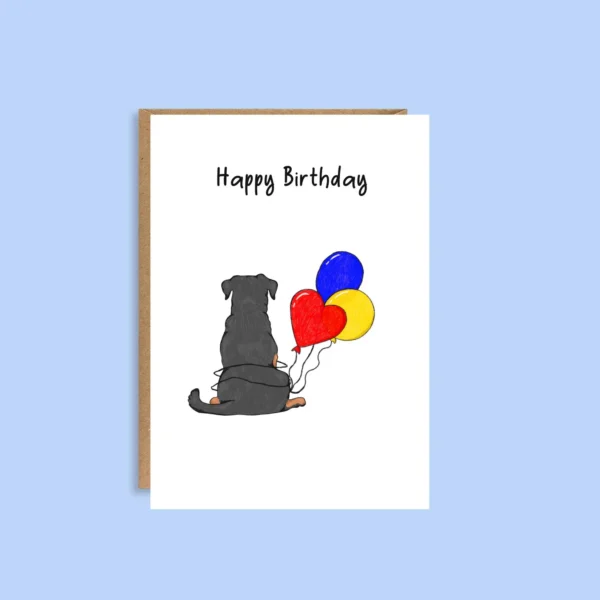 Hand-drawn Rottweiler birthday card for dog lovers