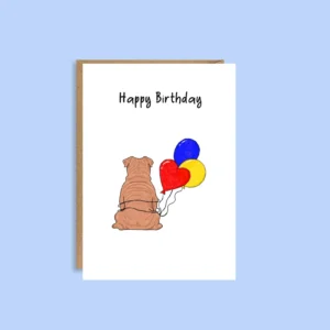 Hand illustrated Shar Pei birthday card for dog lovers