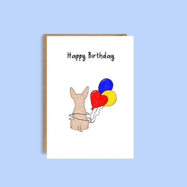 Hand illustrated Chihuahua birthday card for dog lovers