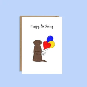 Hand illustrated Labrador birthday card for dog lovers