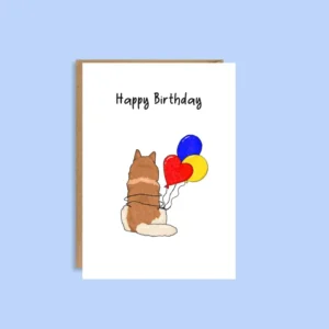 Hand illustrated Chow Chow birthday card for dog lovers