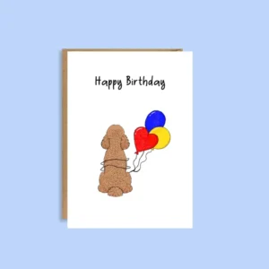Hand illustrated Poodle birthday card for dog lovers