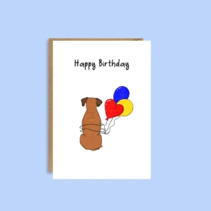 Hand illustrated Boxer birthday card for dog lovers