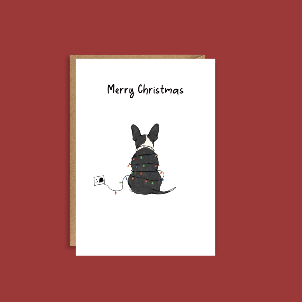 Boston Terrier Christmas Card