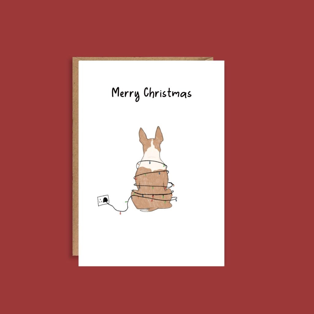 Bull Terrier Dog Christmas Card